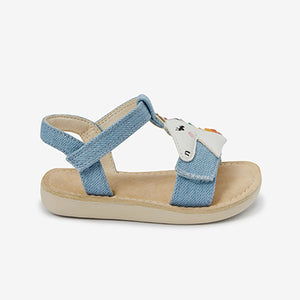 Denim Blue Unicorn Little Luxe™ Sandals (Youger Girls)