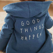 Load image into Gallery viewer, Navy Blue Slogan Lightweight Jersey Baby Jacket (0mths-18mths)
