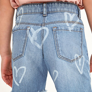 Sequin Heart Frayed Hem Denim Shorts (3-12yrs)