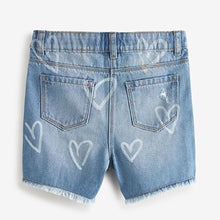 Load image into Gallery viewer, Sequin Heart Frayed Hem Denim Shorts (3-12yrs)
