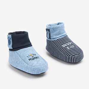 Navy Blue Baby 2 Pack Cotton Rich Booties (0-18mths)