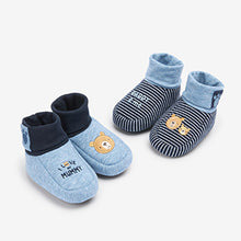 Load image into Gallery viewer, Navy Blue Baby 2 Pack Cotton Rich Booties (0-18mths)
