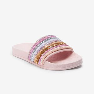 Pink Rainbow Glitter Sliders (Older Girls)