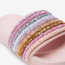 Load image into Gallery viewer, Pink Rainbow Glitter Sliders (Older Girls)
