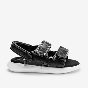Black Quilted Memory Foam Sporty Sandals (Older Girls)