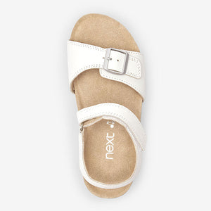 White Leather Corkbed Sandals (Older Girls)