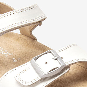 White Leather Corkbed Sandals (Older Girls)