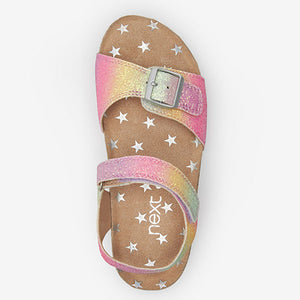 Pink Rainbow Glitter Corkbed Sandals (Older Girls)
