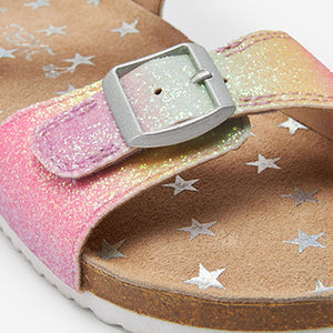 Pink Rainbow Glitter Corkbed Sandals (Older Girls)