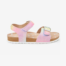 Load image into Gallery viewer, Pink Rainbow Glitter Corkbed Sandals (Older Girls)
