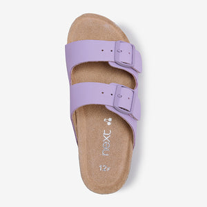 Lilac Purple Leather Double Buckle Corkbed Sandals (Older Girls)