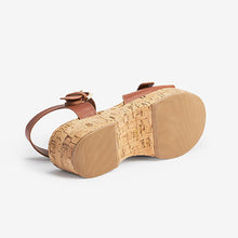 Load image into Gallery viewer, Brown Buckel Wedge Sandals (Older Girls)
