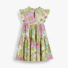 Load image into Gallery viewer, Green/Pink Floral Tiered Frill Dress (3mths-6yrs)
