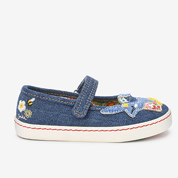 Denim Blue Bunny Canvas Mary Jane Pumps (Younger Girls)