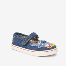 Load image into Gallery viewer, Denim Blue Bunny Canvas Mary Jane Pumps (Younger Girls)

