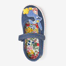Load image into Gallery viewer, Denim Blue Bunny Canvas Mary Jane Pumps (Younger Girls)
