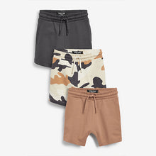 Load image into Gallery viewer, Black/Brown 3 Pack Camouflage Jersey Shorts (3mths-5yrs)
