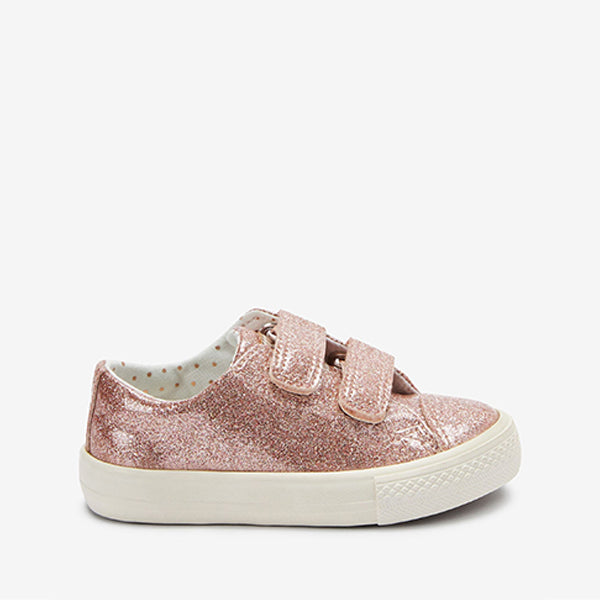 Glitter Rose Gold Trainers Shoes (Younger Girls)