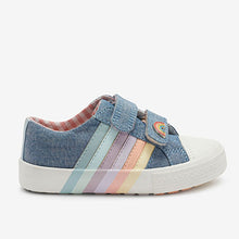 Load image into Gallery viewer, Denim Blue Rainbow Trainers (Younger Girls)
