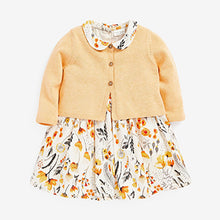 Load image into Gallery viewer, Ochre Yellow 2 Piece Baby Prom Dress And Cardigan Set (0mths-18mths)
