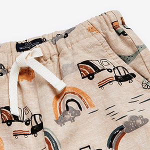 Neutral Print Linen Blend Pull-On Shorts (3mths-5yrs)