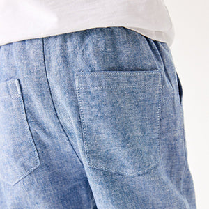 Blue Linen Blend Pull-On Shorts (3mths-5yrs)