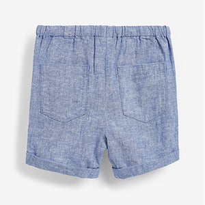 Blue Linen Blend Pull-On Shorts (3mths-5yrs)