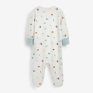 Mint Green Transport Print Baby Sleepsuits 3 Pack (0mths-18mths)