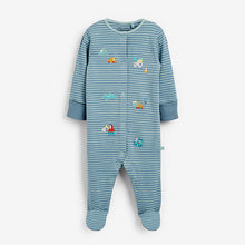 Load image into Gallery viewer, Mint Green Transport Print Baby Sleepsuits 3 Pack (0mths-18mths)
