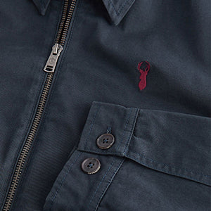 Navy Blue Shower Resistant Collar Harrington Jacket