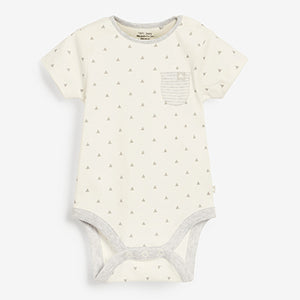 Neutral 5 Pack Short Sleeve Baby Bodysuits (0mths-18mths)