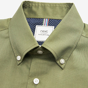 Green Slim Fit Short Sleeve Easy Iron Button Down Oxford Shirt