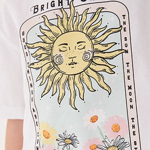 Ecru White Oversized Sun Floral Legging Set (3-12yrs)