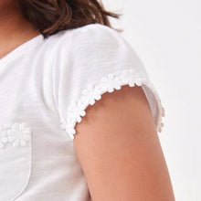 Load image into Gallery viewer, White Daisy Pocket T-Shirt (1.5-12yrs)
