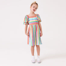 Load image into Gallery viewer, Rainbow Stripe Angel Sleeve Dress (3-12yrs)
