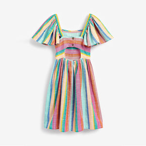 Rainbow Stripe Angel Sleeve Dress (3-12yrs)
