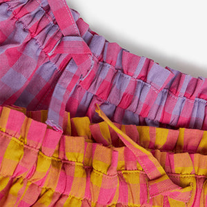 Pink/Purple Gingham 2 Pack Woven Short Pyjamas (3-12yrs)