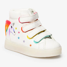 Load image into Gallery viewer, White Unicorn Light-Up High Top Trainers (Younger Girls)

