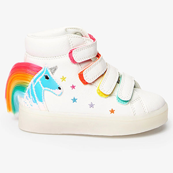 White Unicorn Light-Up High Top Trainers (Younger Girls)