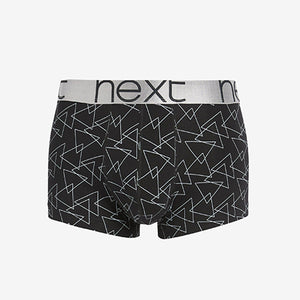 Black with Silver Pattern Hipster Boxers 4 Pack
