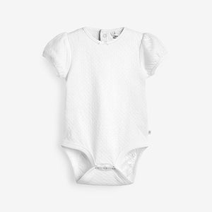 Pink/Cream Pointelle 5 Pack Short Sleeve Baby Bodysuits (0mths-12mths)
