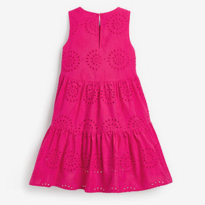 Pink Tiered Broderie Dress (3-12yrs)