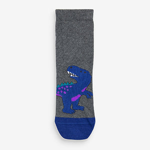Grey Dinosaur 7 Pack Cotton Rich Socks (Older Boys)