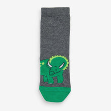 Load image into Gallery viewer, Grey Dinosaur 7 Pack Cotton Rich Socks (Older Boys)
