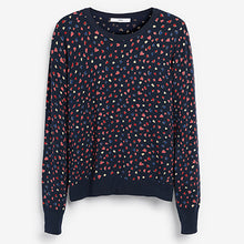 Load image into Gallery viewer, Navy Blue Hearts Crew Neck Jumper
