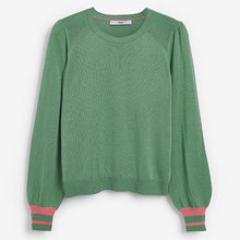 Load image into Gallery viewer, Green Tipped Crew Neck Jumper
