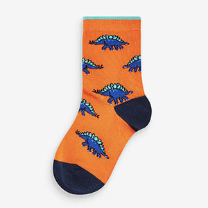 Orange/ Green/ Blue Dino 7 Pack Socks (Older Boys)