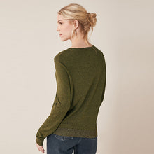 Load image into Gallery viewer, Khaki Green Animal Heart Crew Neck Jumper
