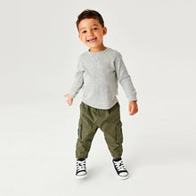 Load image into Gallery viewer, Khaki Green Kawaii Cargo Trousers (3mths-5yrs)
