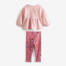 Load image into Gallery viewer, Mid Pink Ballet Long Sleeve Cotton Top and Legging Set (3mths-6yrs)
